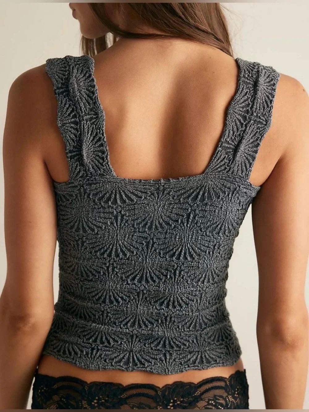 NWT Free people love letter cami in black/ grey.